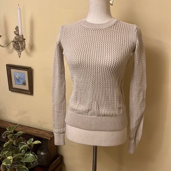 EVERLANE The Mesh‎ Soft Cotton Sweater in Cream Size XS NWOT - Picture 7 of 8